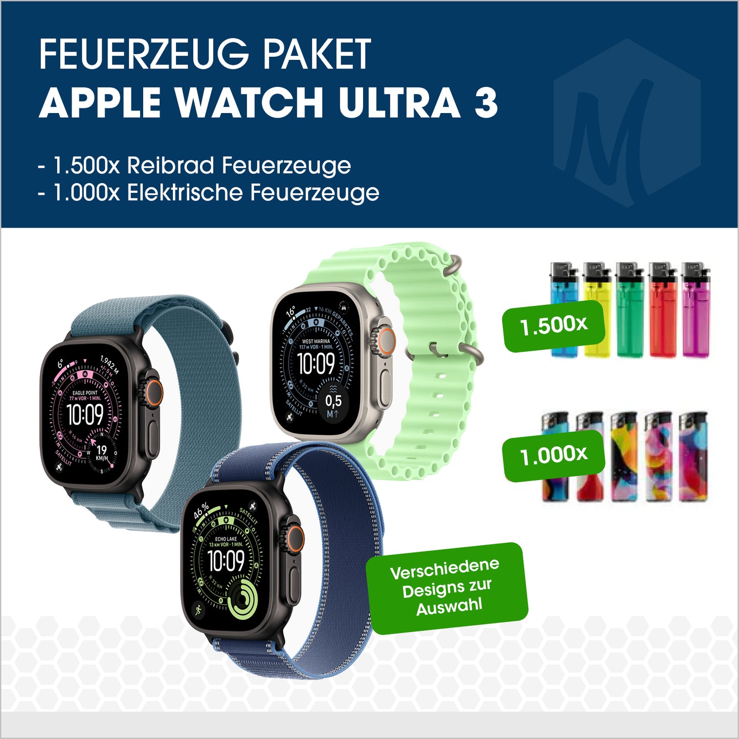 Feuerzeug-Paket mit Apple Watch Ultra 3
