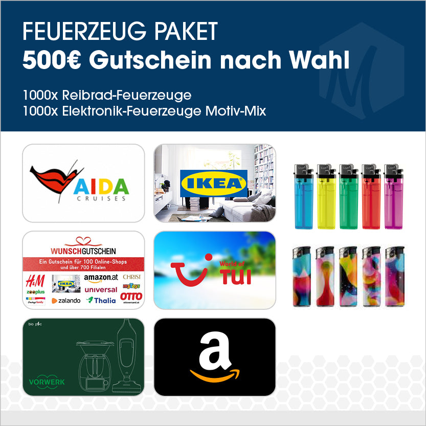 Feuerzeug-Paket mit 500€ Gutschein