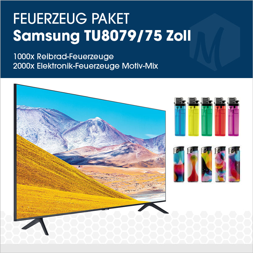 Feuerzeug-Paket mit Samsung TU8079 / 75 Zoll