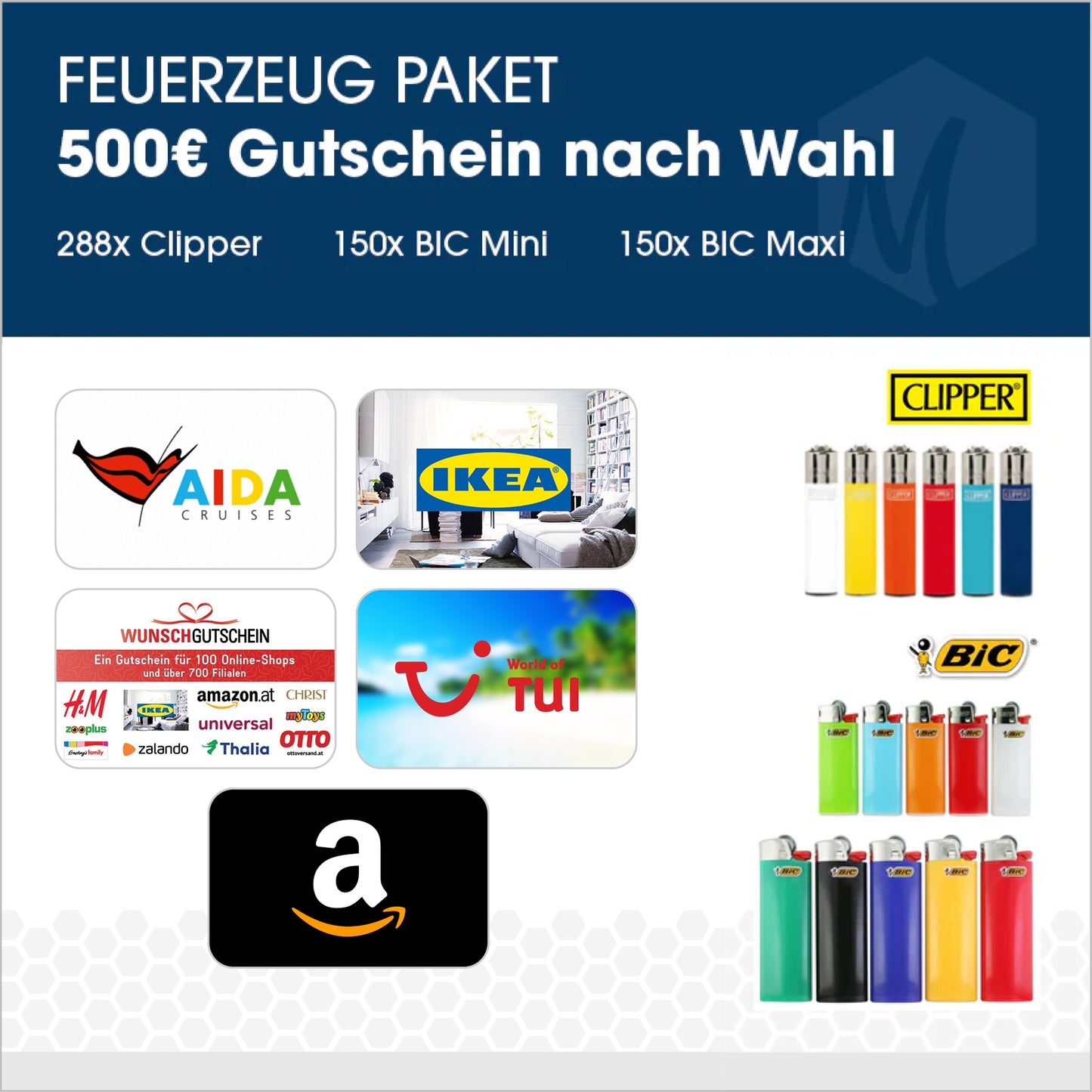 Feuerzeug-Paket mit 500€ Gutschein