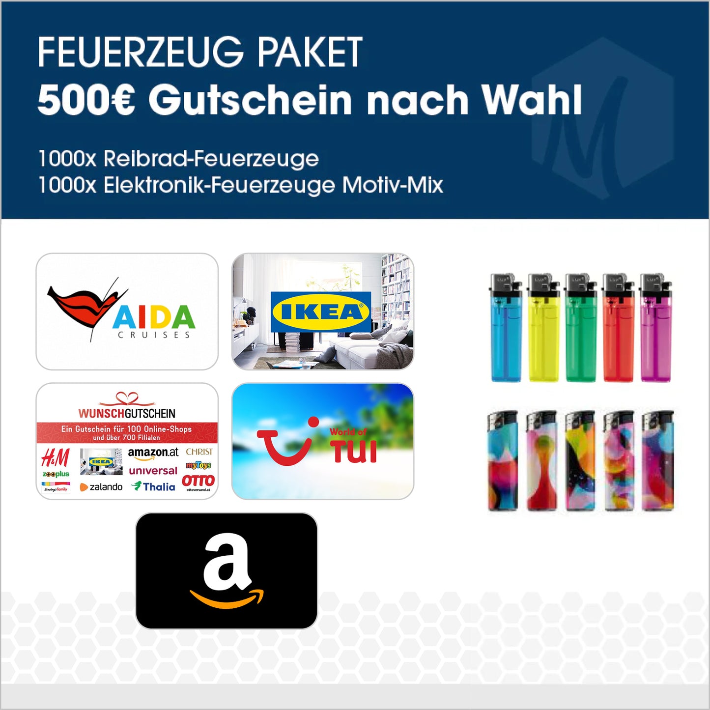 Feuerzeug-Paket mit 500€ Gutschein