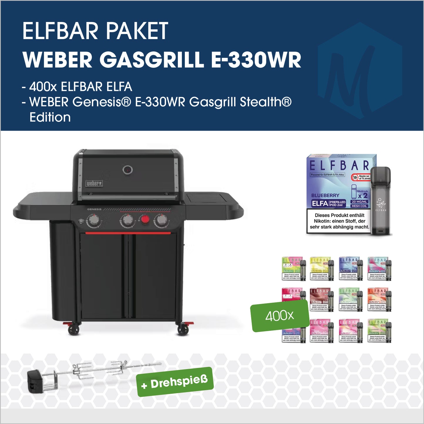 Elfbar Elfa Pod's - Paket mit Weber Gasgrill