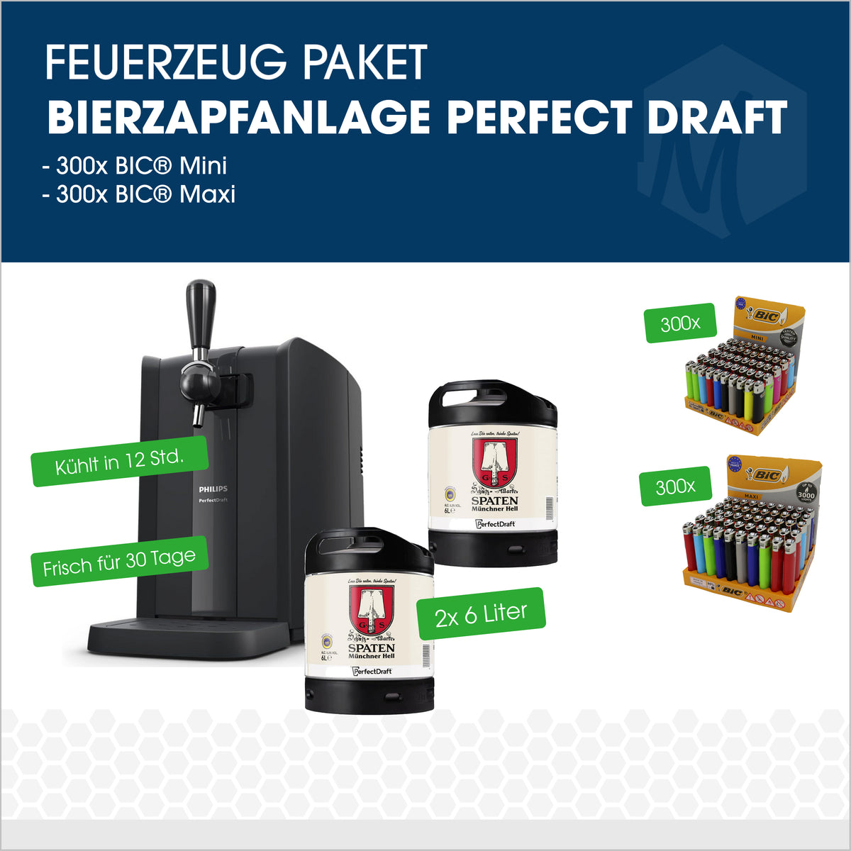 Feuerzeug-Paket mit Bierzapfanlage Perfect Draft