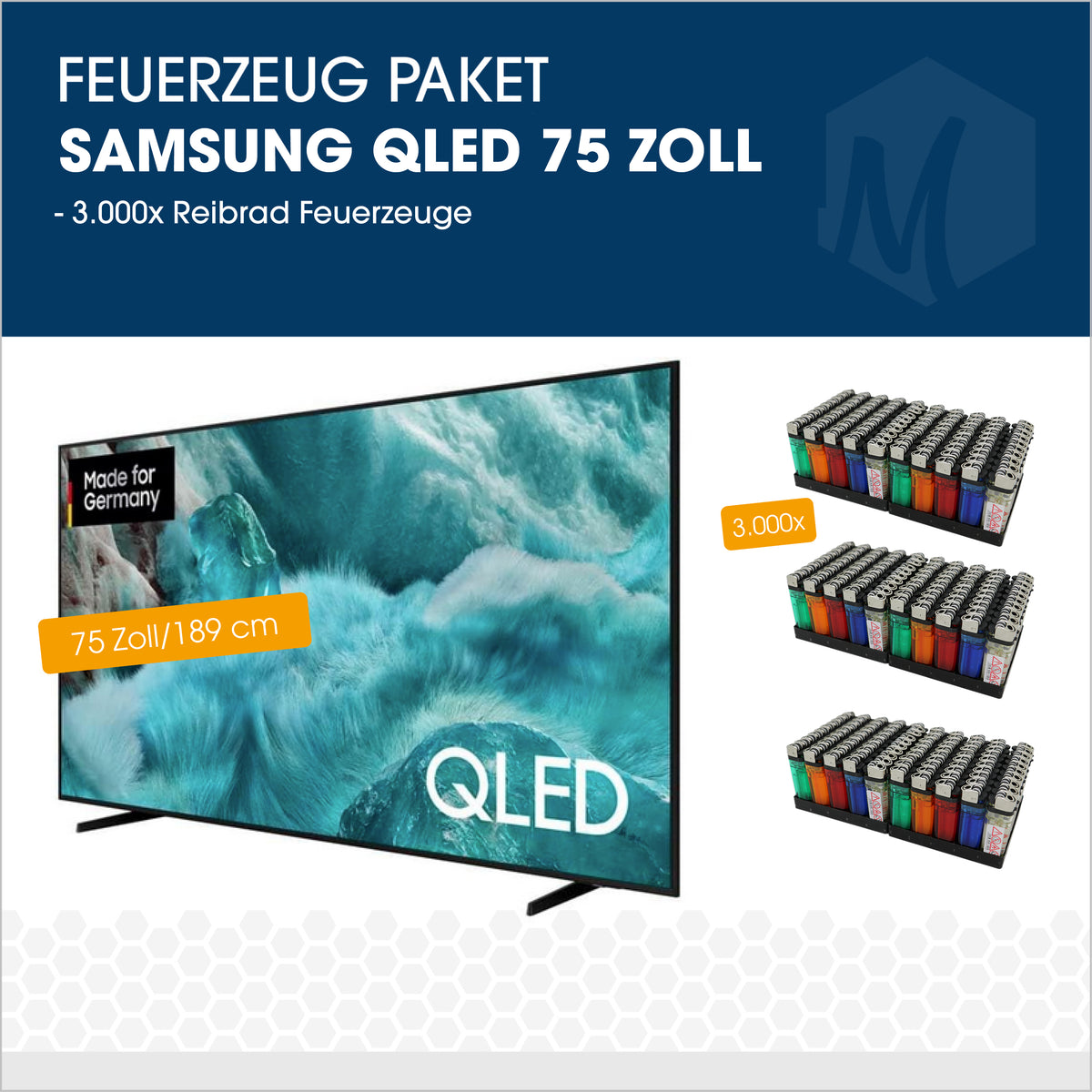Feuerzeug-Paket mit Samsung Smart-TV / 75 Zoll QLED