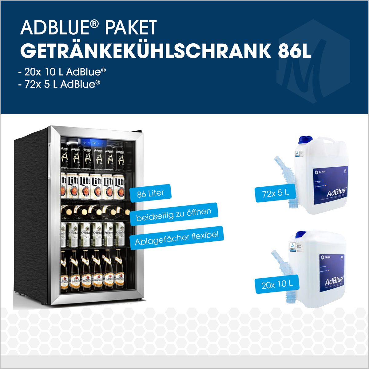 AdBlue® Mischpaket mit Getränkekühlschrank