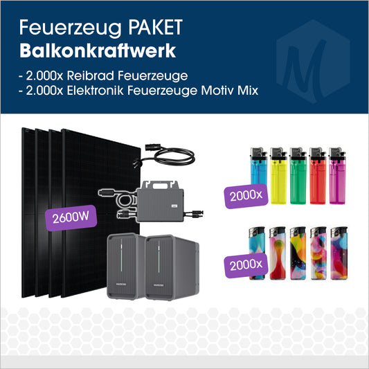 Feuerzeug-Paket mit Balkonkraftwerk