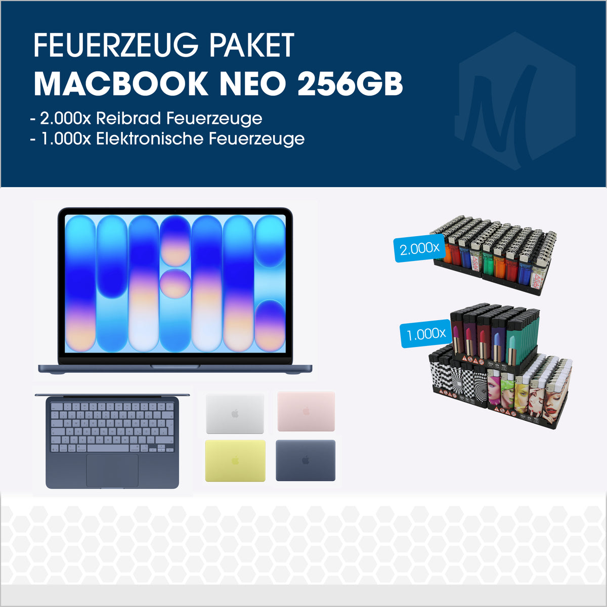 Feuerzeug-Paket mit Macbook Neo 256GB
