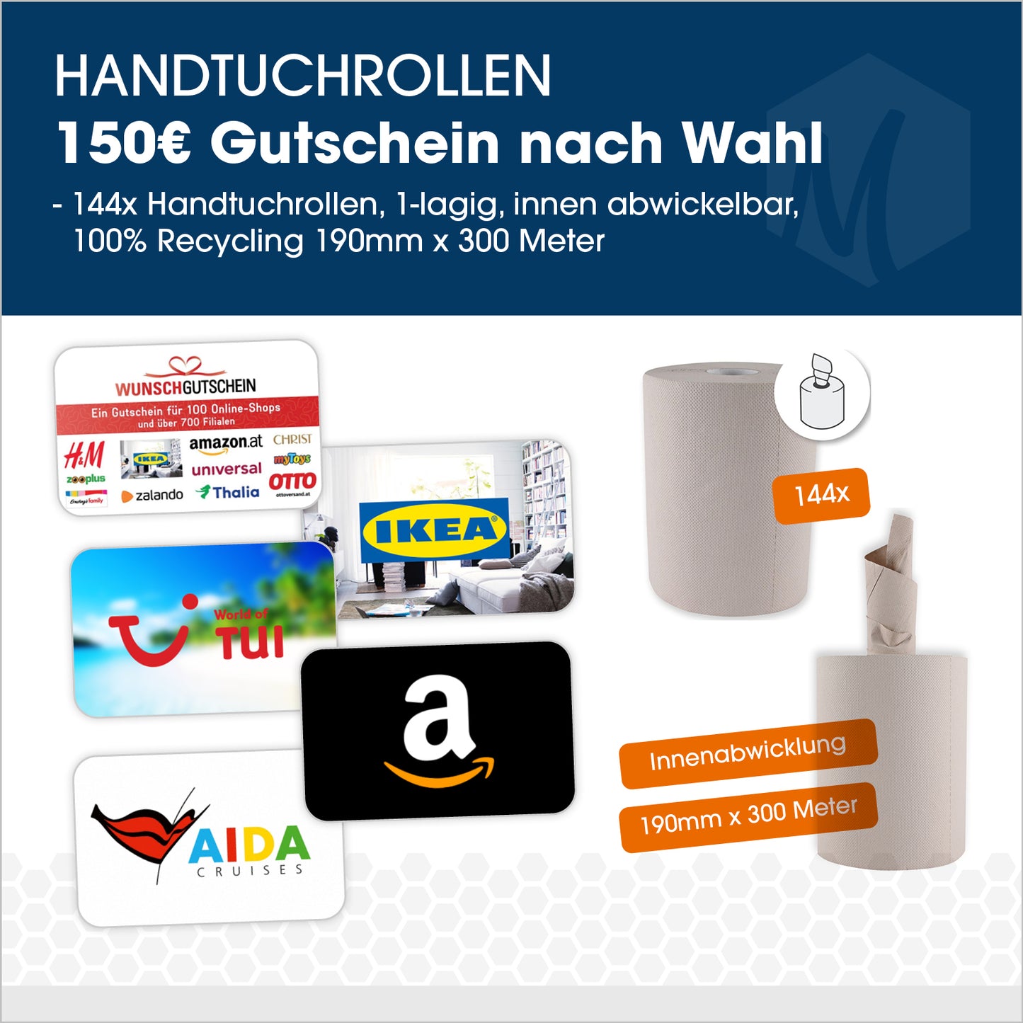 Handtuchrollen-Paket mit 150 EUR Gutschein